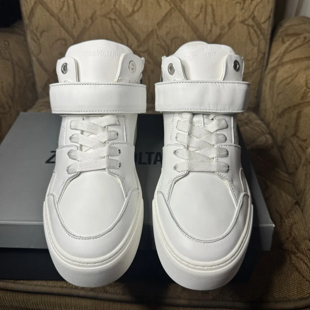 Zadig & Voltaire High Flash White Leather Hi-Top Sneakers Size 40‎ - Picture 4 of 7